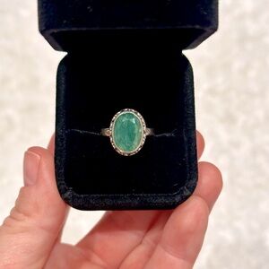 Sterling Silver Green Turquoise Ring - Size 7